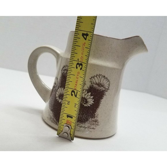 Noritake Desert Flowers Mini Pitcher Stoneware 8341 Vintage 4" Hedgehog Cactus - Picture 3 of 9